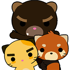 Cute Cat, Red Panda, and Bear